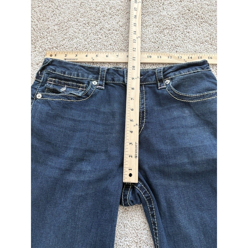 True Religion Joey Mid Rise Flap Flare Womens 32 Dark Wash Twisted Seam Y2K - Picture 8 of 9
